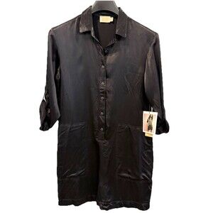 Nation LTD Ezra Satin Button Down Romper - Black - Size Small - NWT
